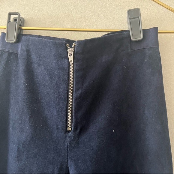 Alice + Olivia Navy Lamb Leather Suede Pants - Picture 4 of 6